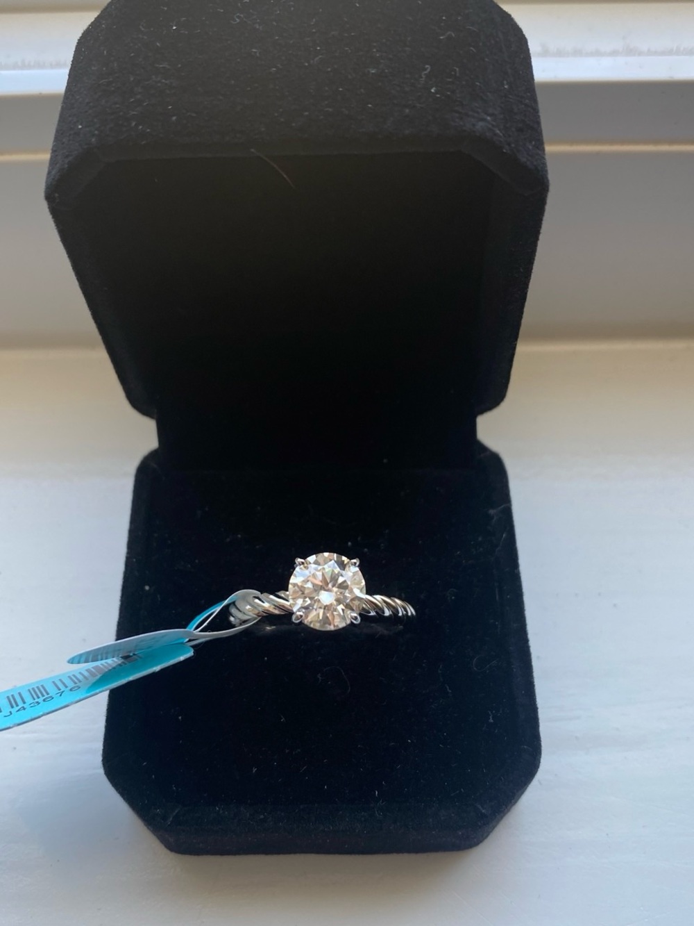 2 Carat Round Cut Moissanite Ring with Twisted Band
